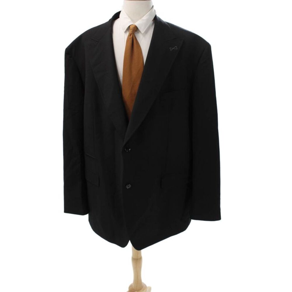 Munro Mens Blazer Black Wool Button Closure Size 52